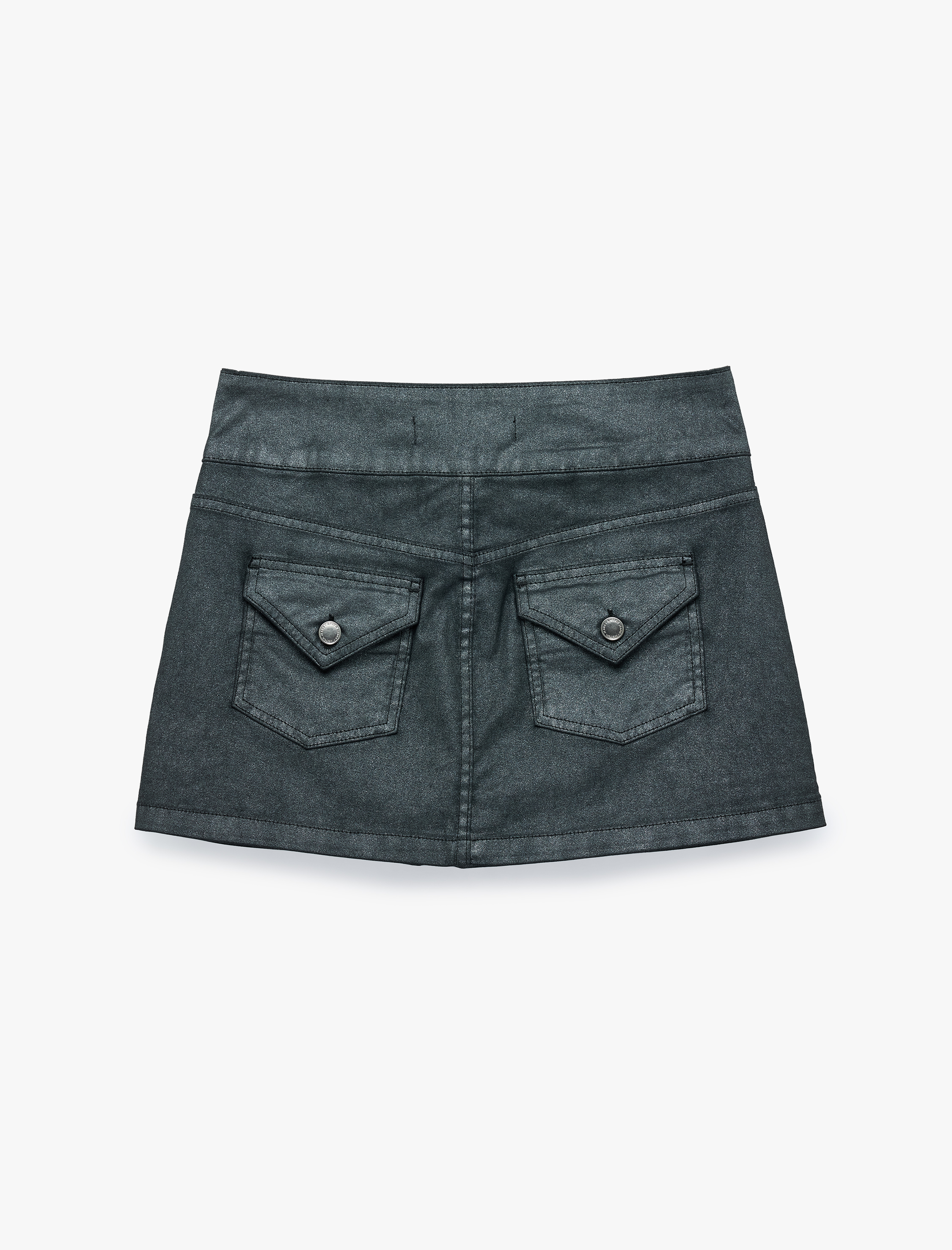   Normal Bel Düğme Detaylı Cepli Pamuklu Denim Mini Şort Etek