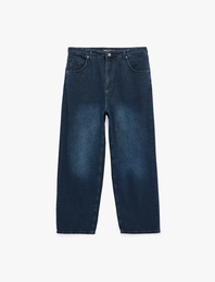 Rahat Kesim Pamuklu Cepli Super Baggy Jean Pantolon