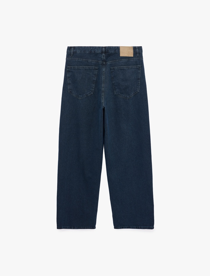  Rahat Kesim Pamuklu Cepli Super Baggy Jean Pantolon