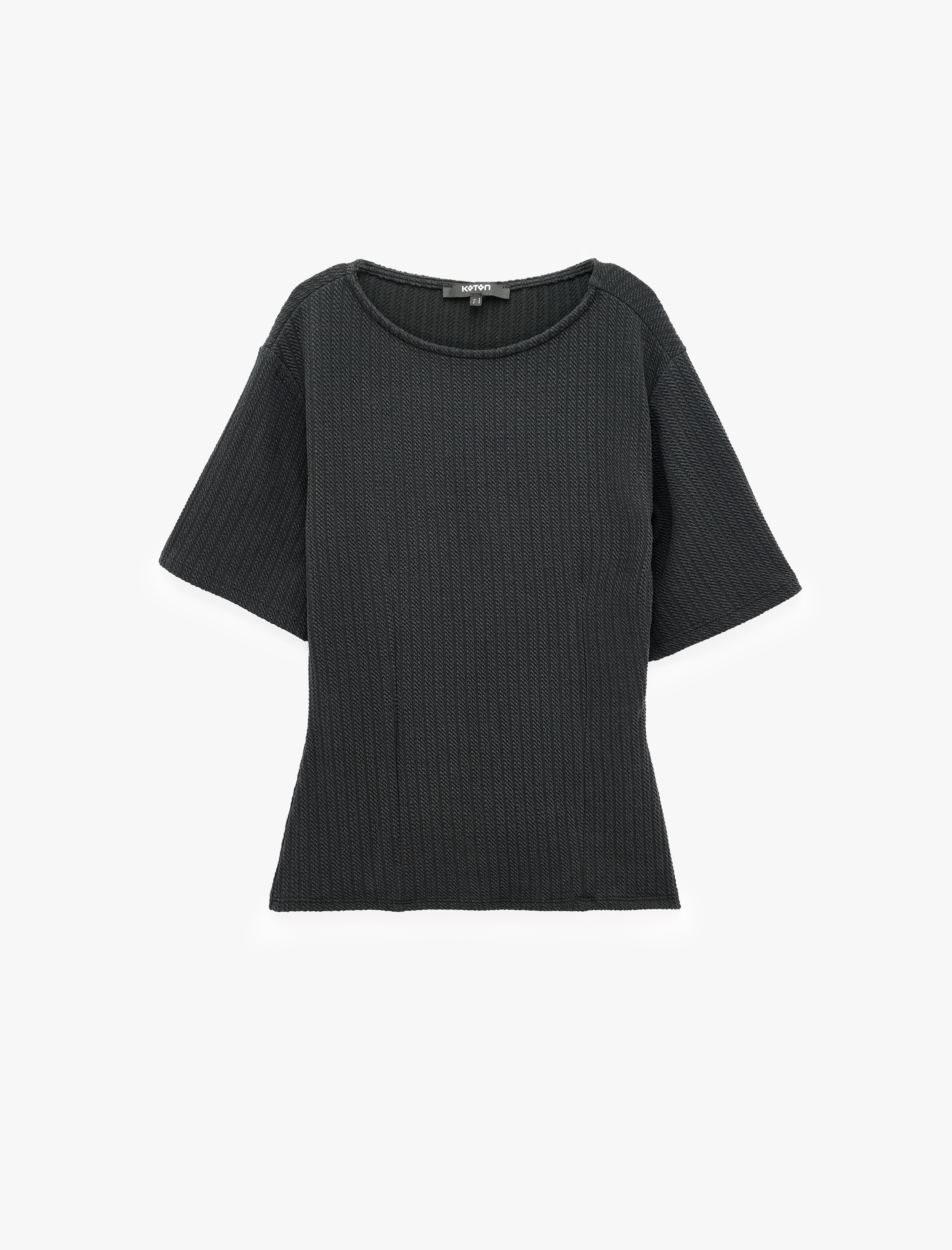   Slim Fit Bisiklet Yaka Kısa Kollu Hafif Peplum Kesim Kaşkorse Bluz