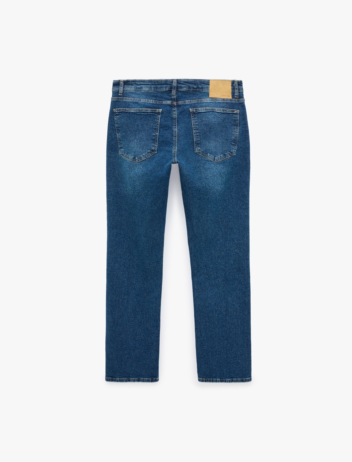  Normal Bel Cepli Pamuklu Straight Fit Jean Pantolon - Mark Jean