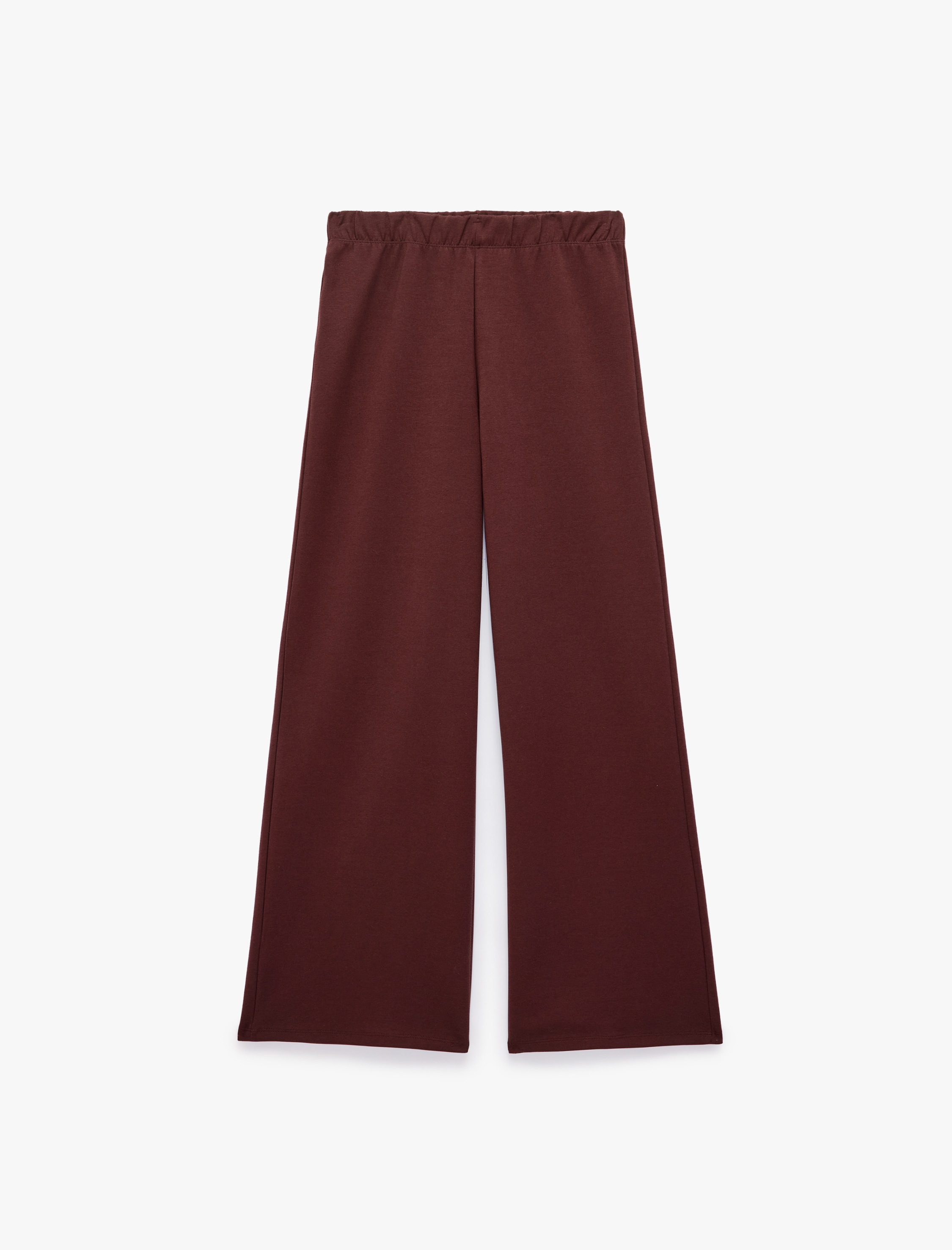   Pamuklu Beli Lastikli Düz Bol Paça Pantolon