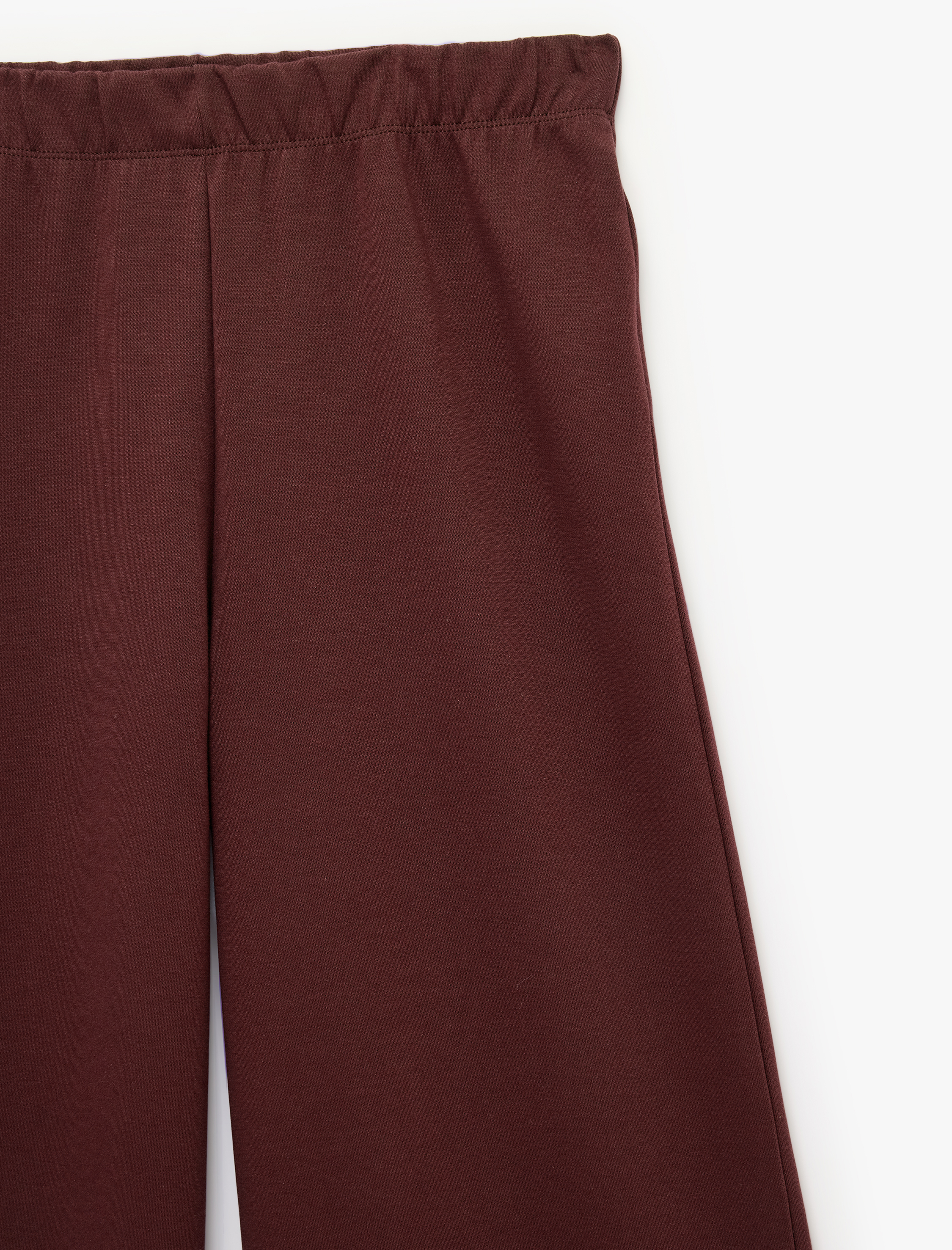   Pamuklu Beli Lastikli Düz Bol Paça Pantolon
