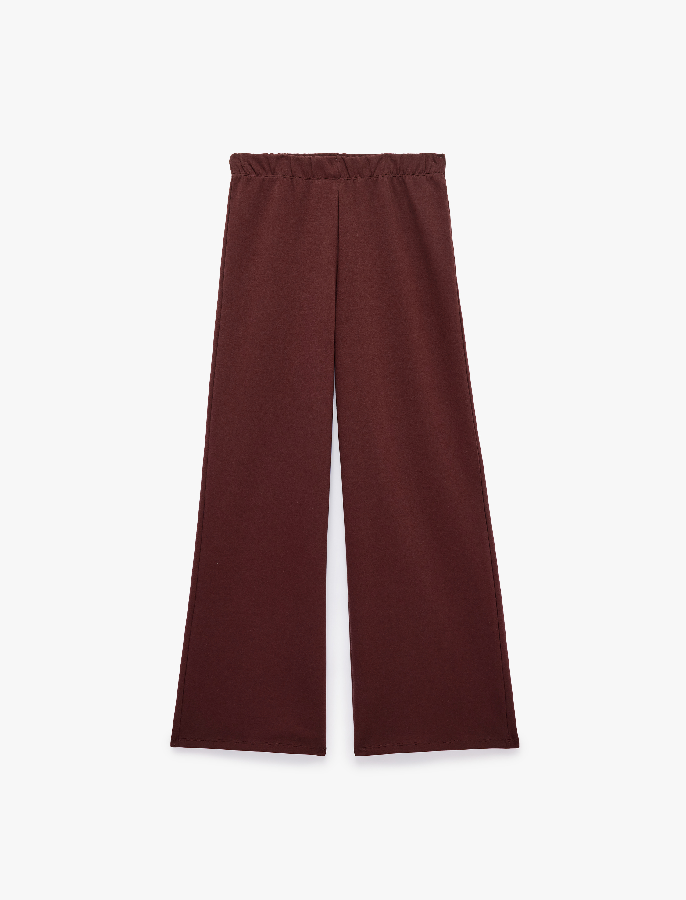   Pamuklu Beli Lastikli Düz Bol Paça Pantolon