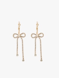 Taşlı Fiyonk Charm Sallantılı Halka Küpe