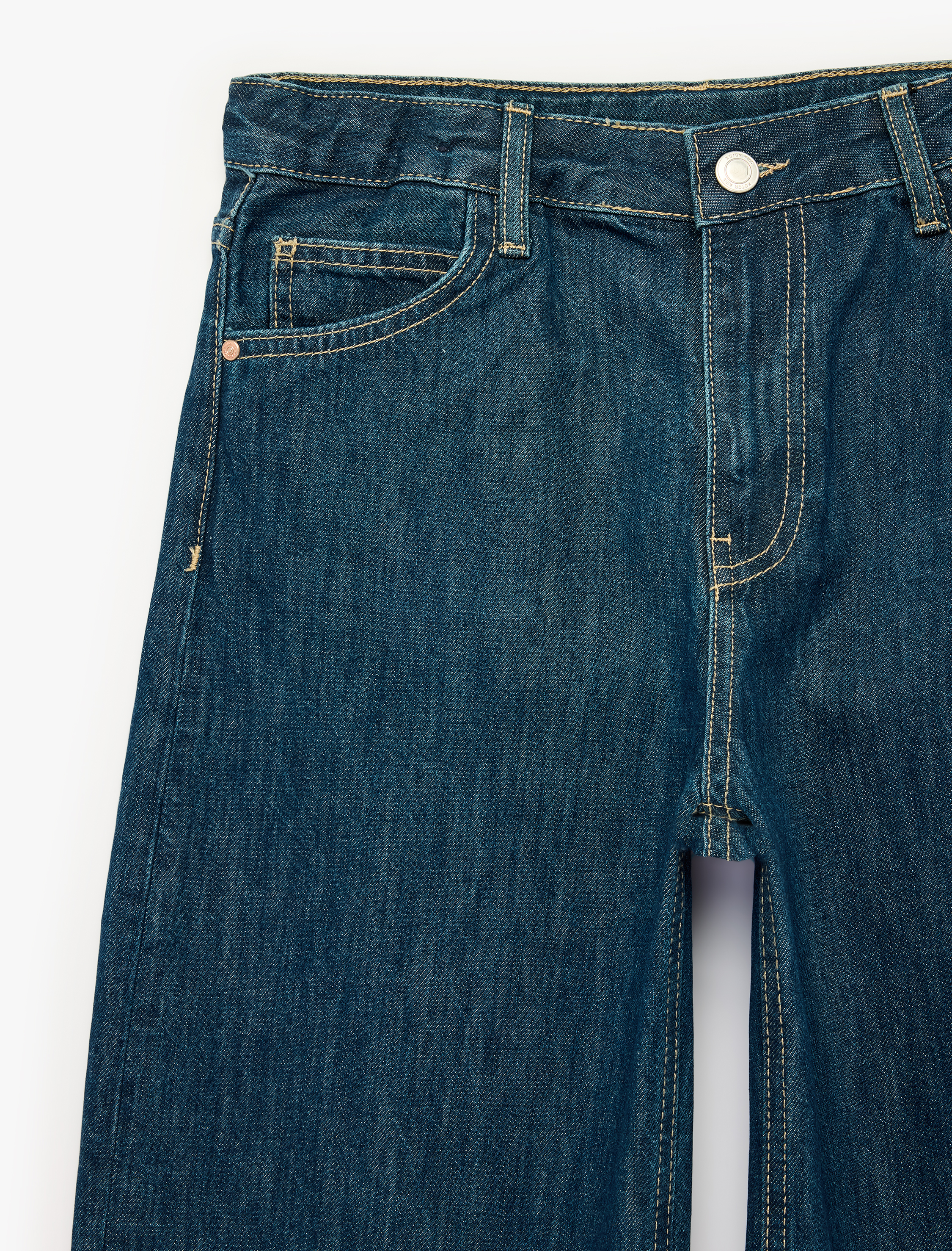  Kız Çocuk Barrel Denim Pantolon Cepli Pamuklu Bol Kesim