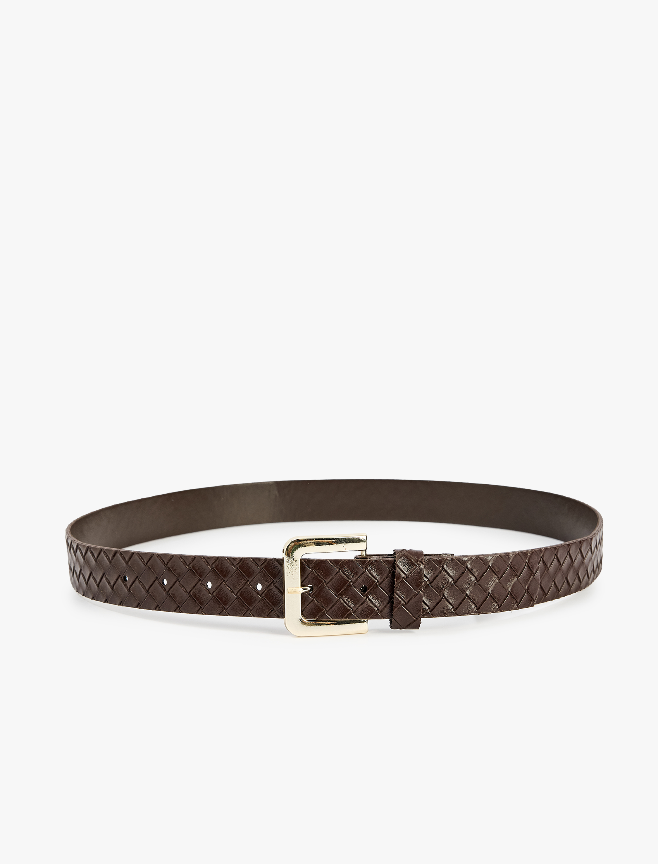  Kadın Örgü Dokulu Metal Tokalı Suni Deri Kemer