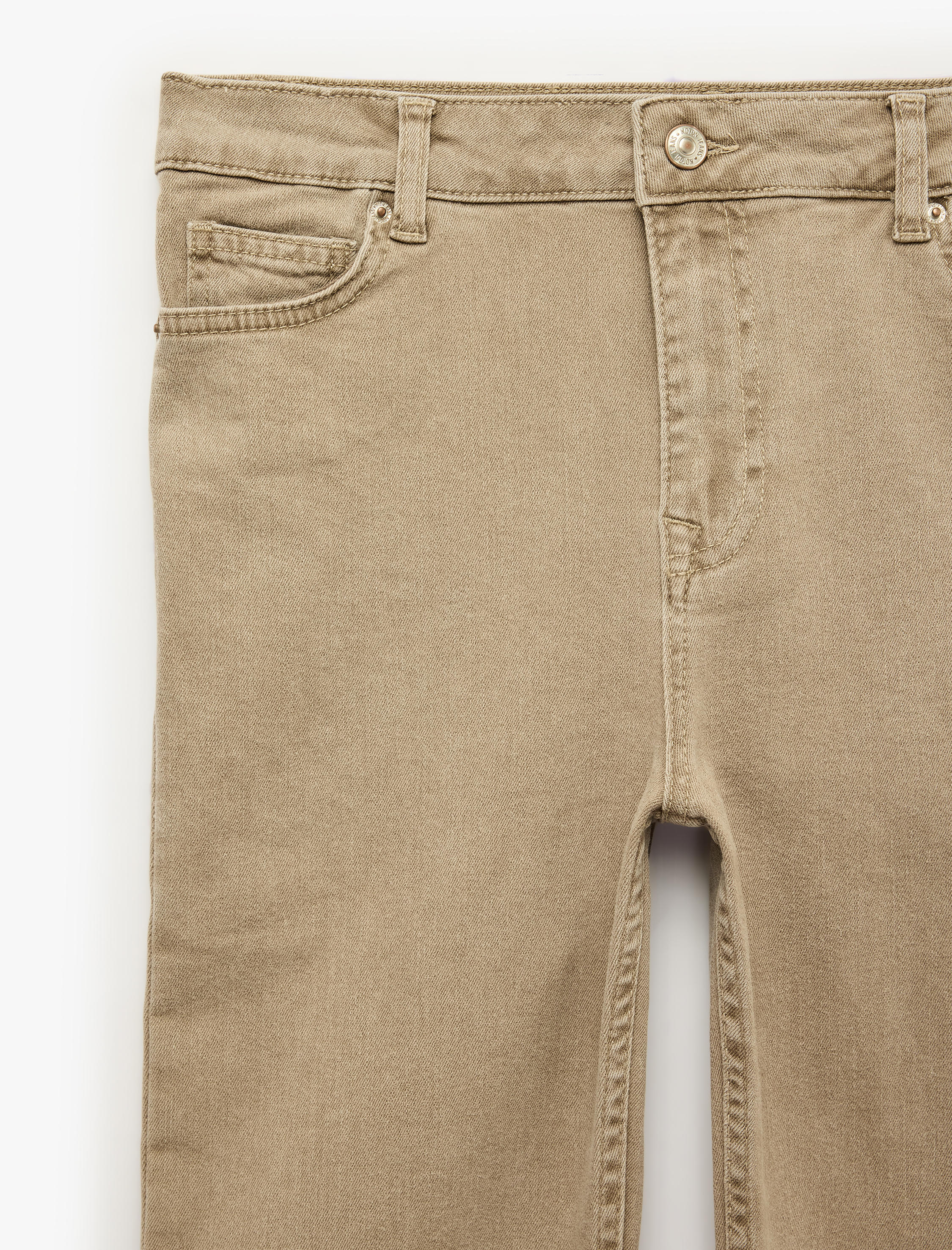   Pamuklu Normal Bel Düğmeli Dar Kesim Kısa İspanyol Paça Pantolon -Kick Flare Jeans