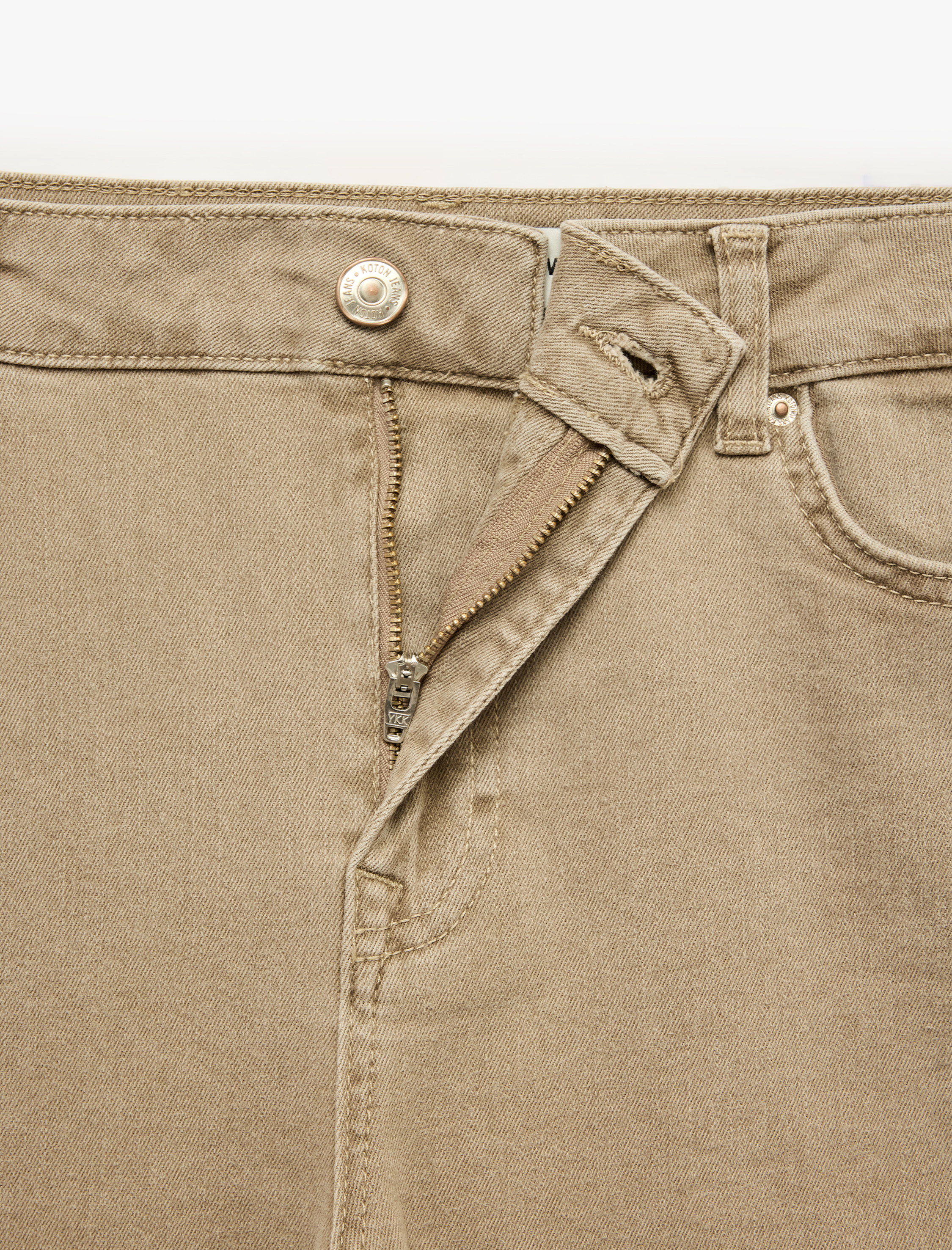   Pamuklu Normal Bel Düğmeli Dar Kesim Kısa İspanyol Paça Pantolon -Kick Flare Jeans