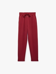 Yüksek Bel Bağcıklı Cepli Modal Kumaş Jogger Spor Eşofman Altı