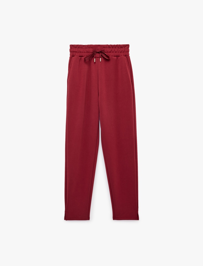  Yüksek Bel Bağcıklı Cepli Modal Kumaş Jogger Spor Eşofman Altı