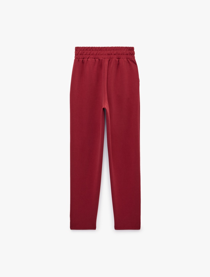  Yüksek Bel Bağcıklı Cepli Modal Kumaş Jogger Spor Eşofman Altı