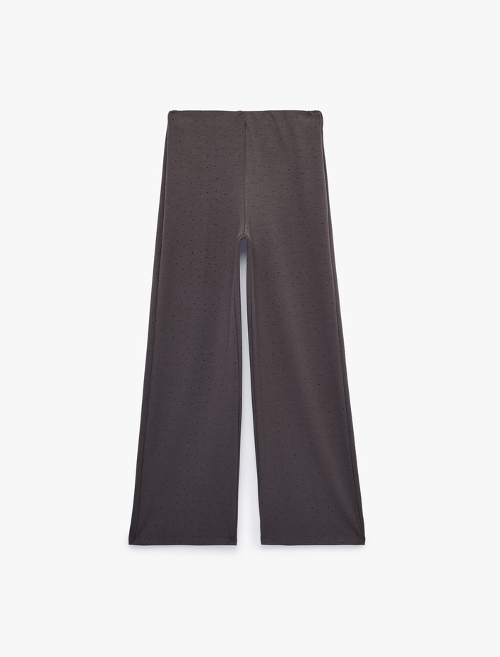  Normal Bel Taşlı Regular Fit Viskon Bol Paça Eşofman Altı
