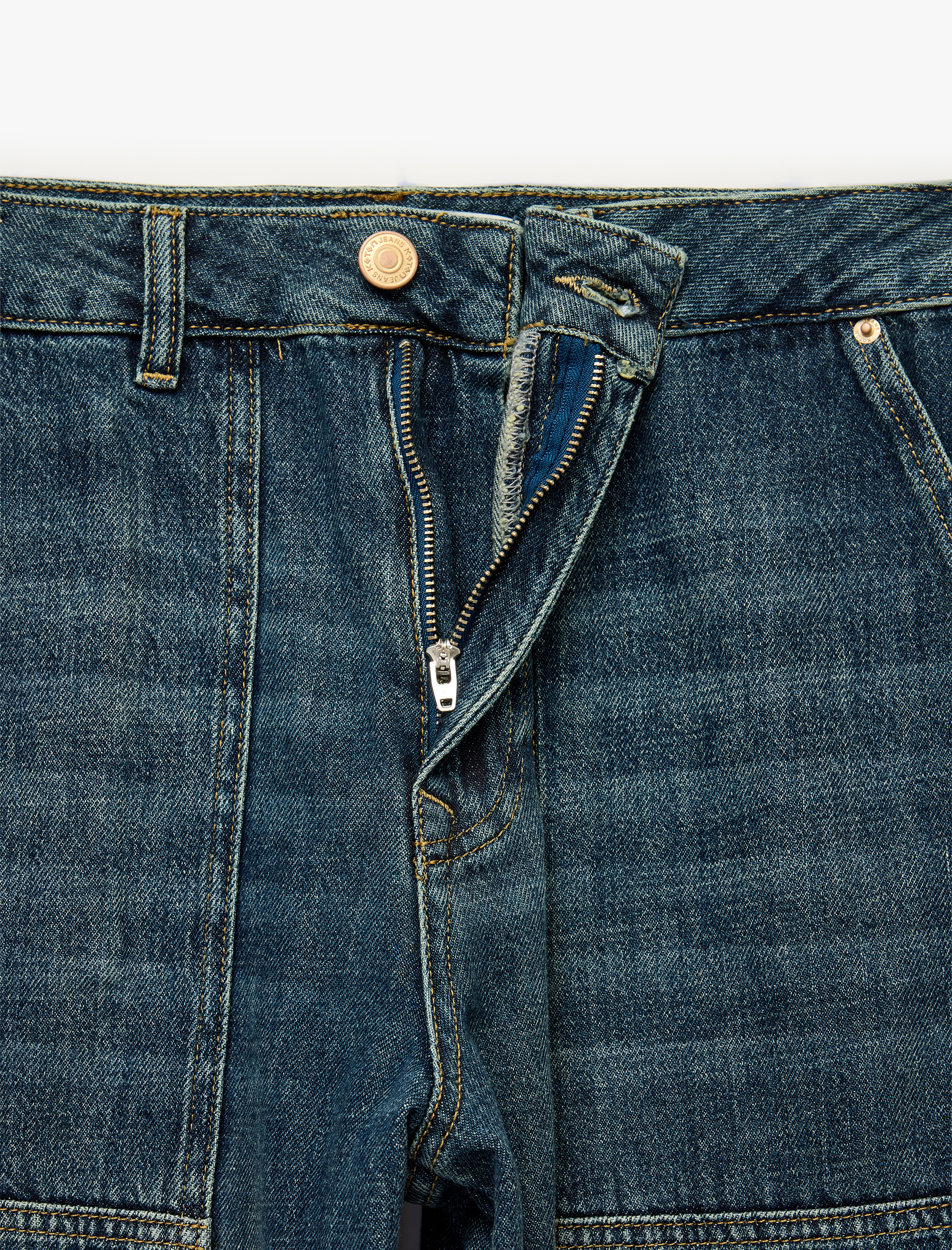   Normal Bel Rahat Kalıp Cepli Pamuklu Carpenter Denim Pantolon
