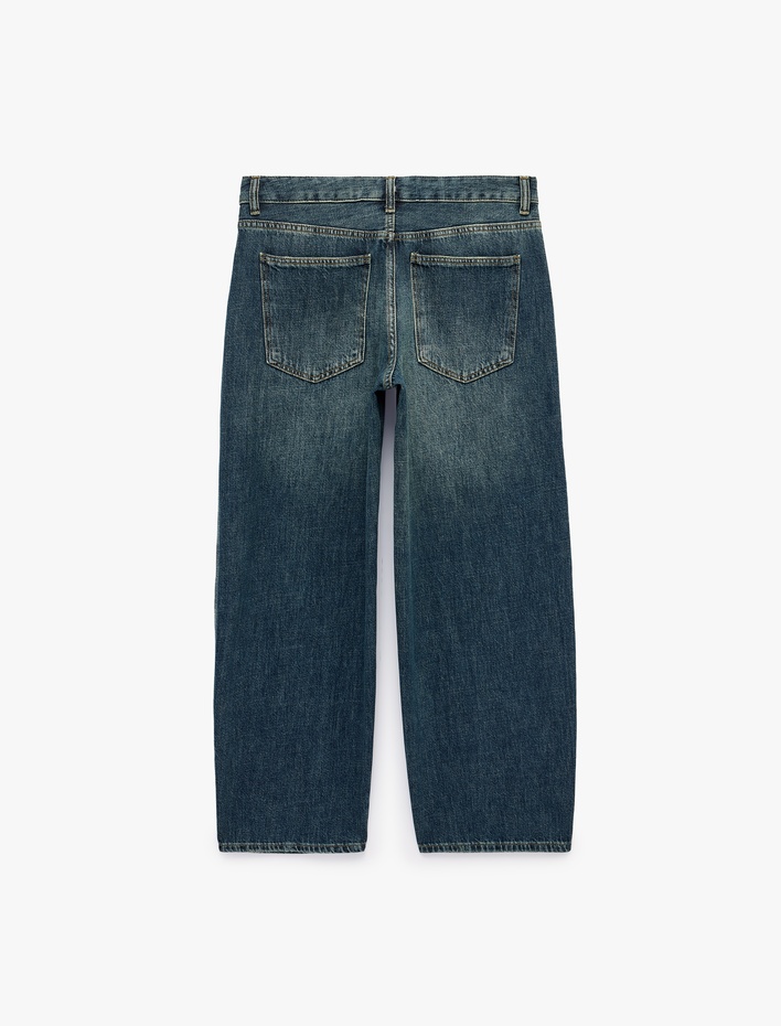  Normal Bel Rahat Kalıp Cepli Pamuklu Carpenter Denim Pantolon