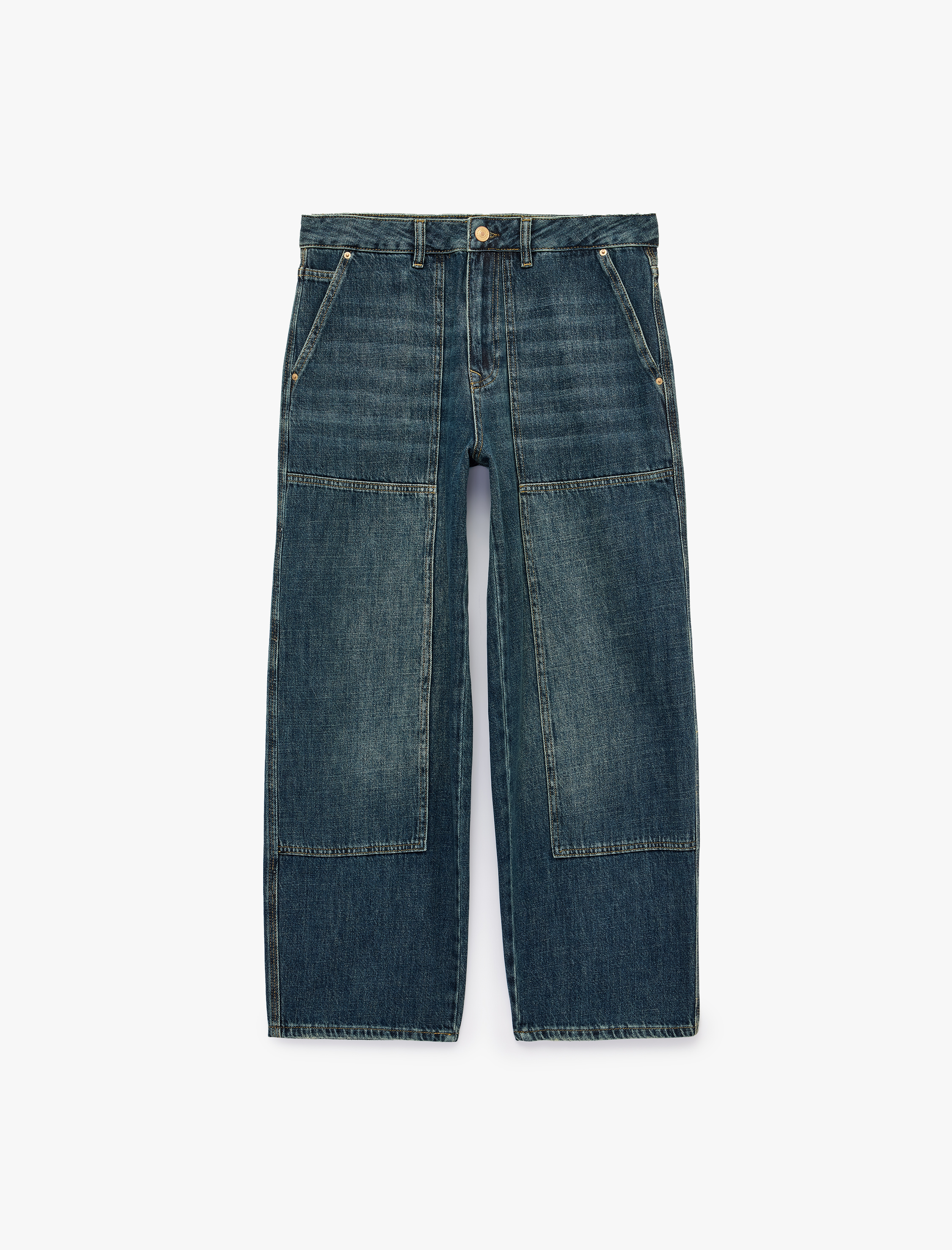   Normal Bel Rahat Kalıp Cepli Pamuklu Carpenter Denim Pantolon