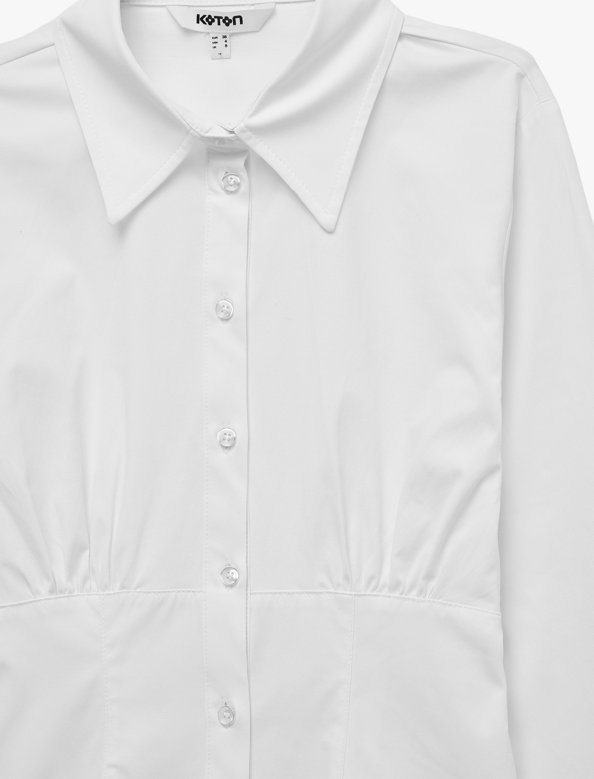   Slim Fit Uzun Kollu Korse Detaylı Poplin Gömlek