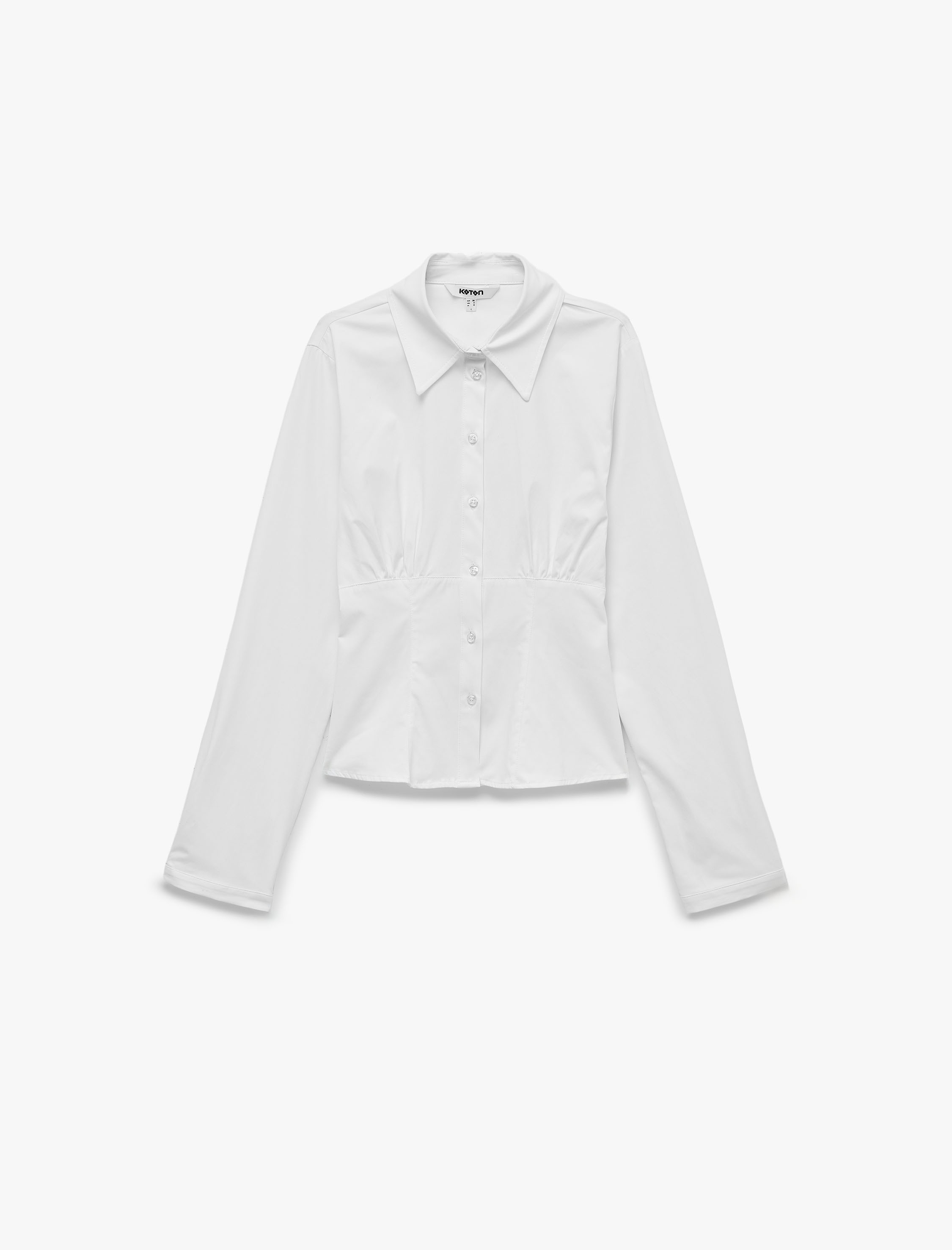   Slim Fit Uzun Kollu Korse Detaylı Poplin Gömlek