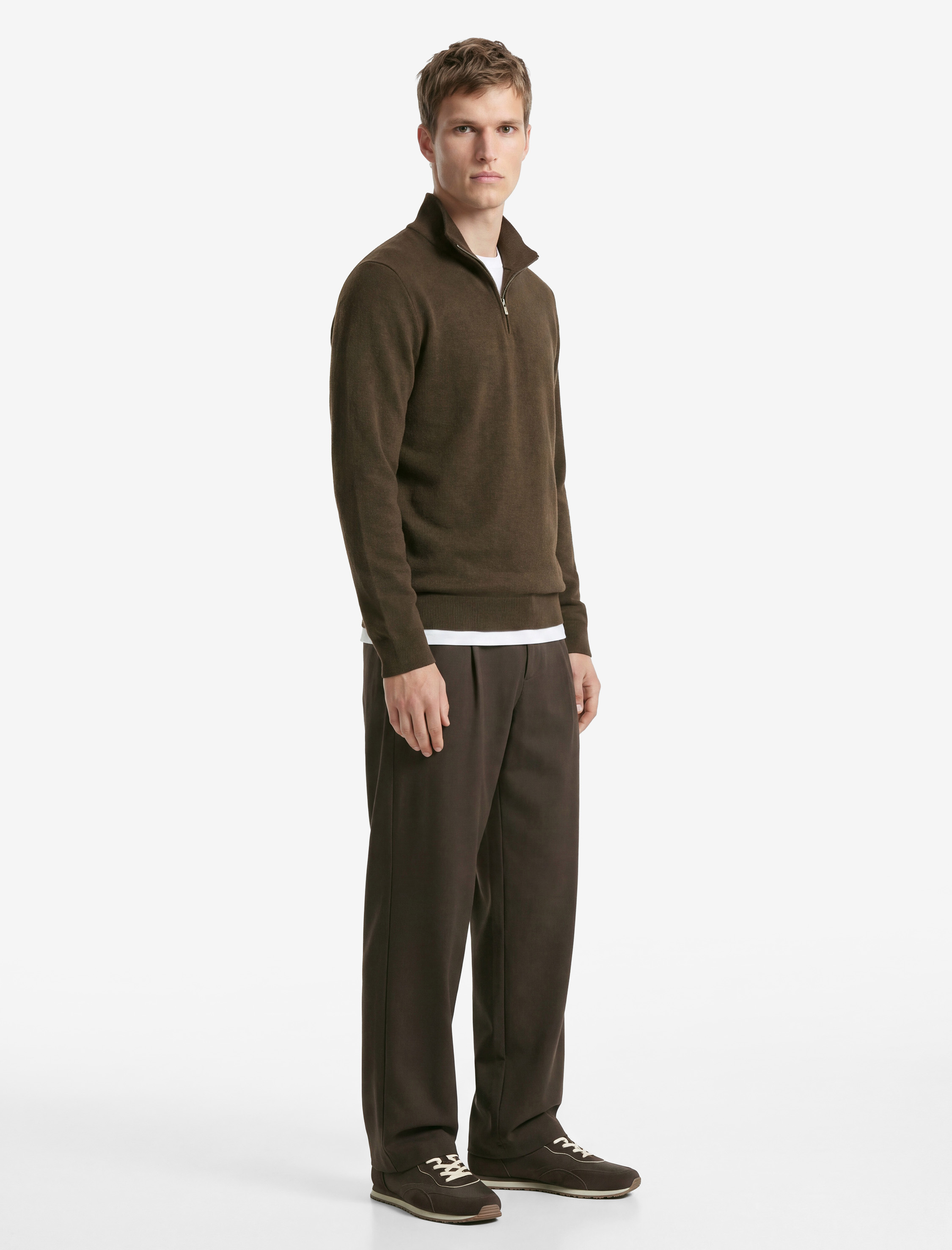   Uzun Kollu Yarım Fermuarlı Sweatshirt