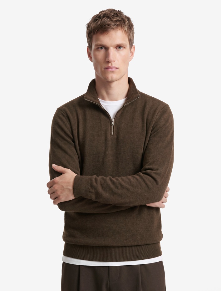  Uzun Kollu Yarım Fermuarlı Sweatshirt