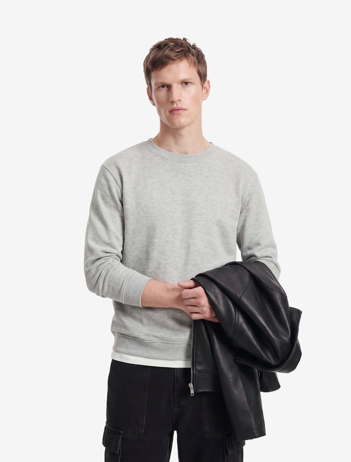  Şardonlu Regular Fit Bisiklet Yaka Uzun Kollu Sweatshirt
