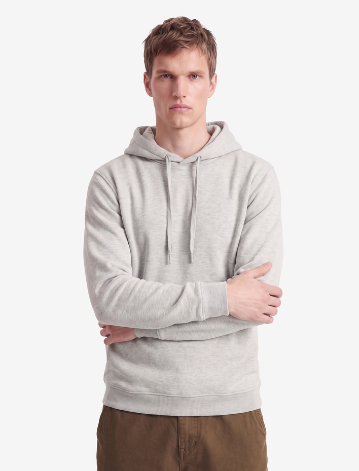  Şardonlu Uzun Kollu Basic Kapşonlu Sweatshirt