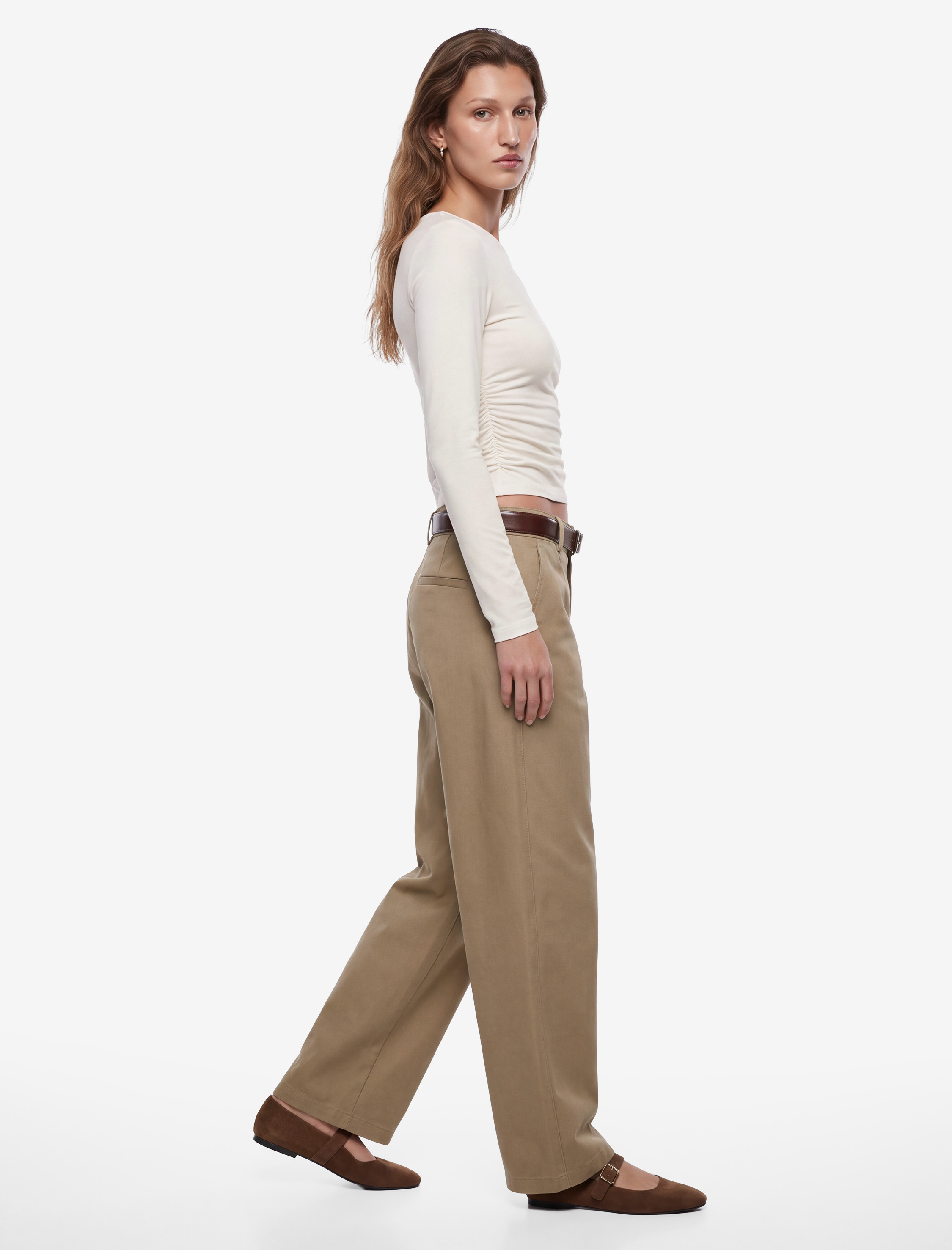  Slim Fit Viskon Uzun Kollu Asimetrik Yaka Tişört