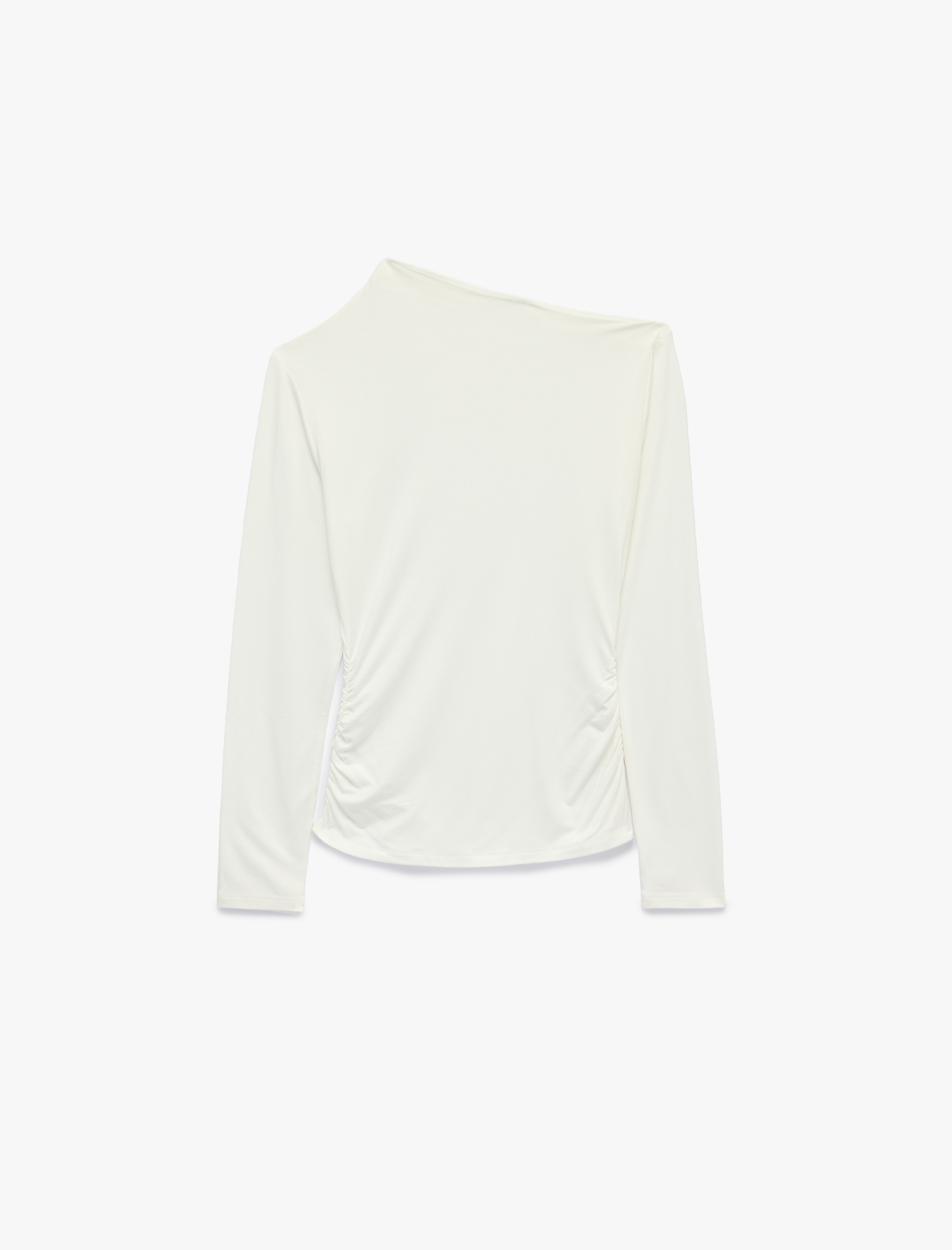   Slim Fit Viskon Uzun Kollu Asimetrik Yaka Tişört