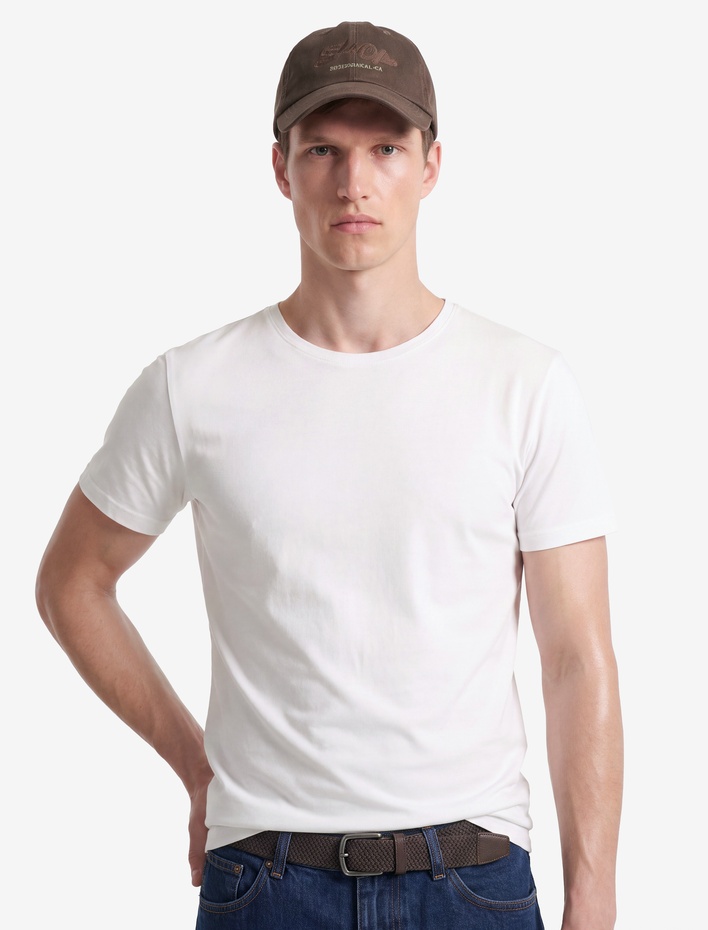  Pamuklu Kısa Kollu Bisiklet Yaka Basic Slim Fit Tişört