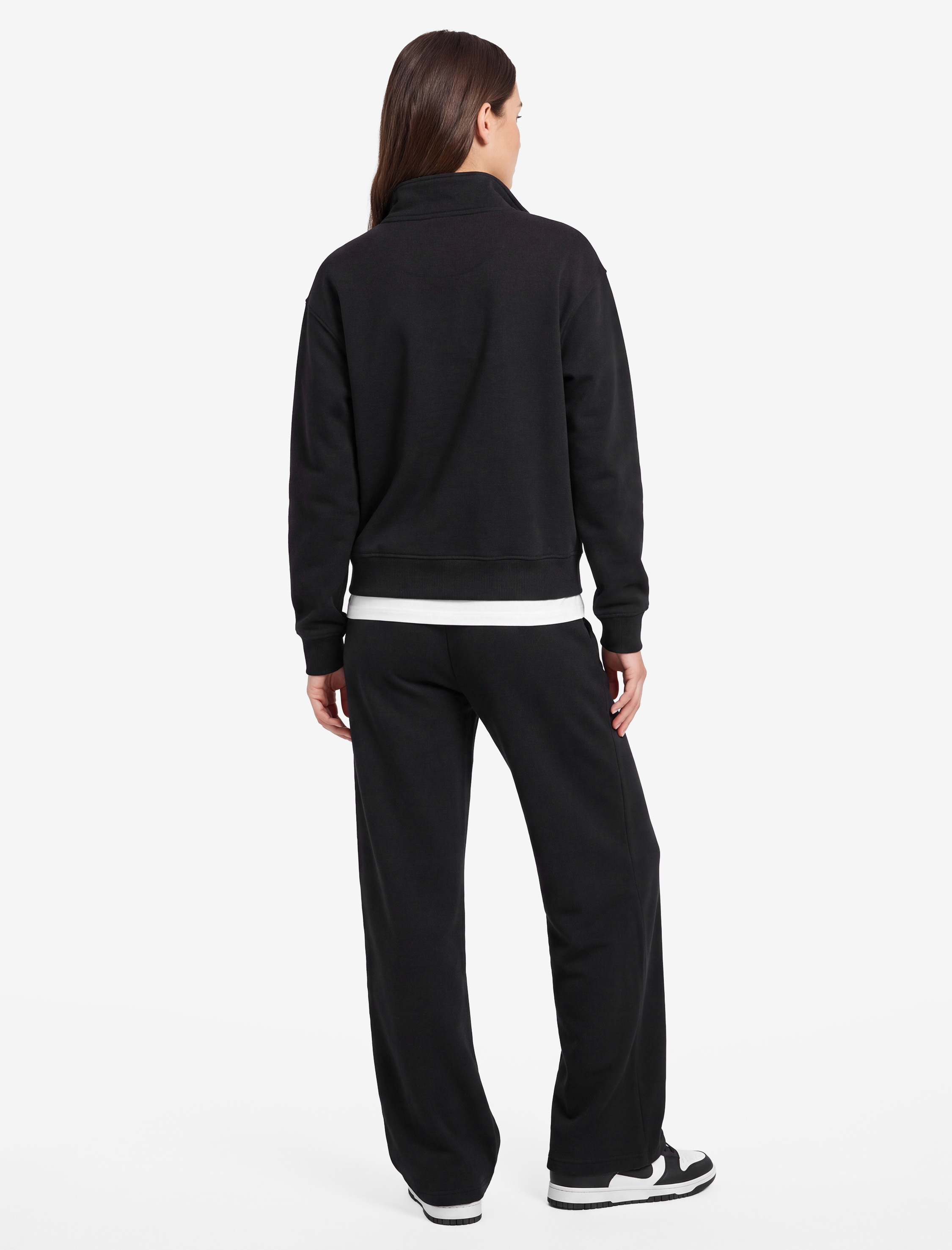  Modal Kumaş Regular Fit Uzun Kollu Dik Yaka Yarım Fermuarlı Sweatshirt