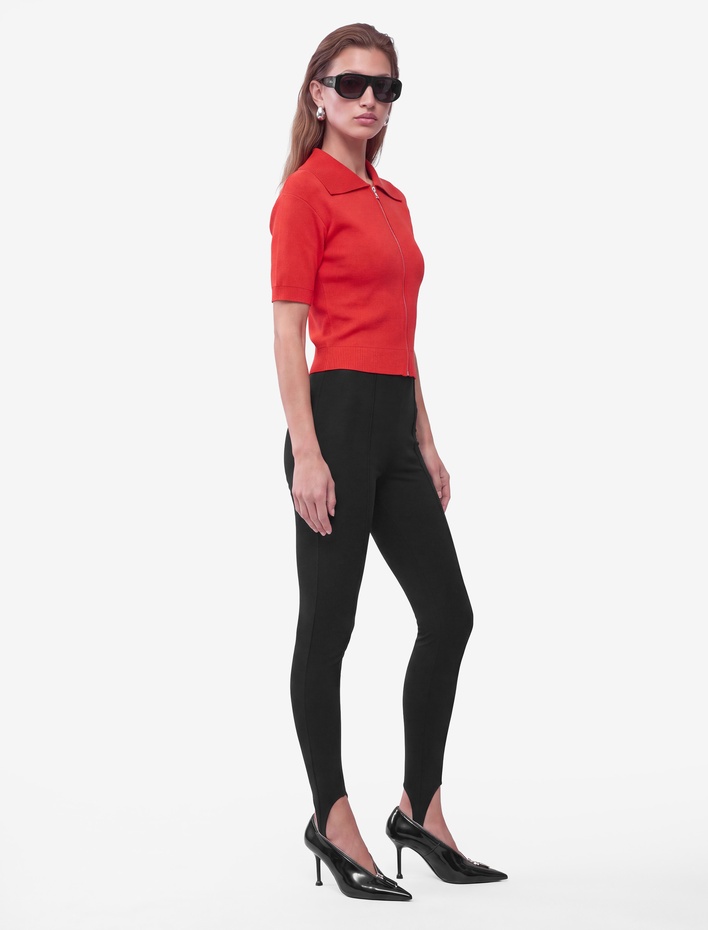  Regular Fit Fermuarlı Devrik Yaka Kısa Kollu Triko Hırka