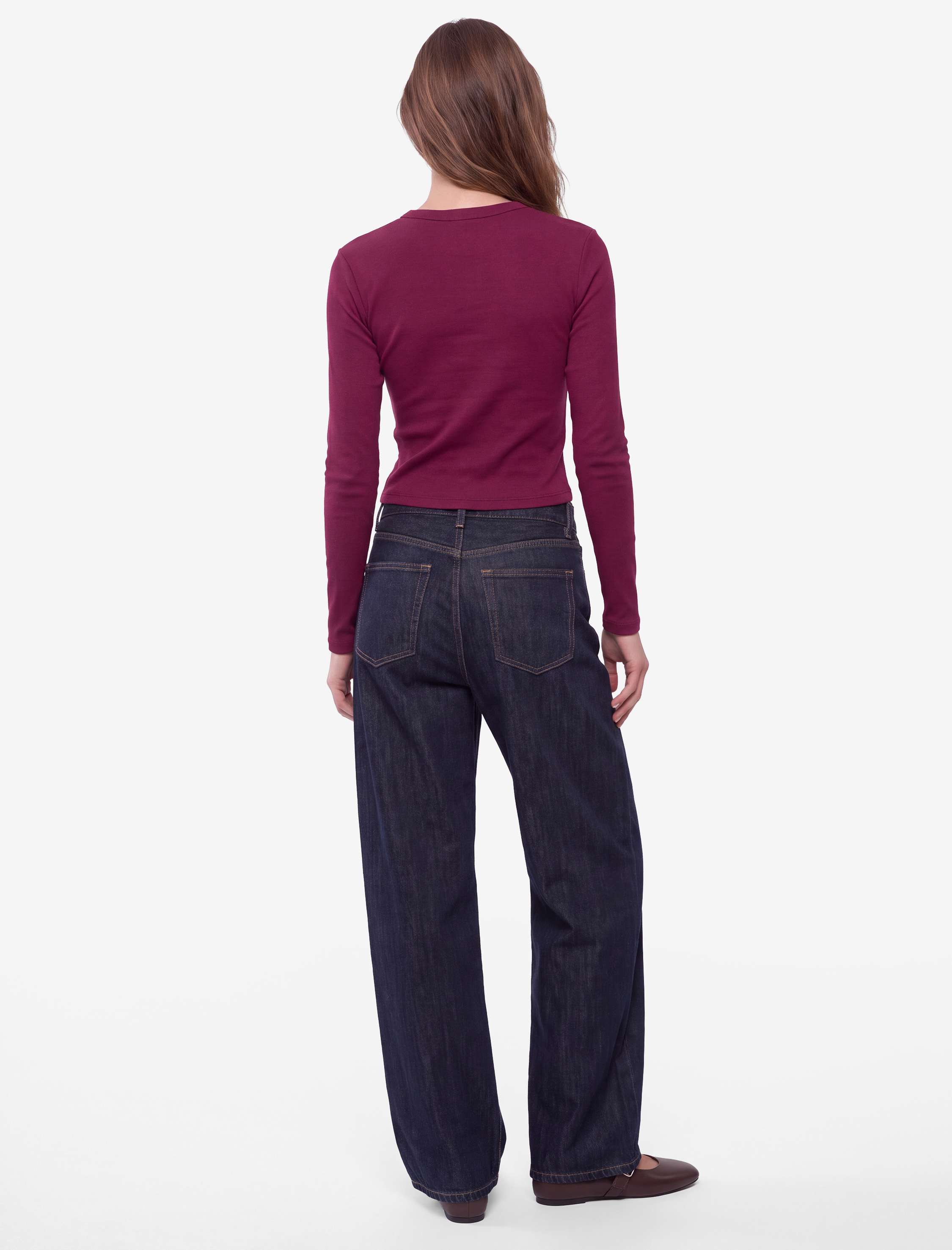   Slim Fit Kaşkorse Pamuk Karışımlı Bisiklet Yaka Uzun Kollu Basic Tişört