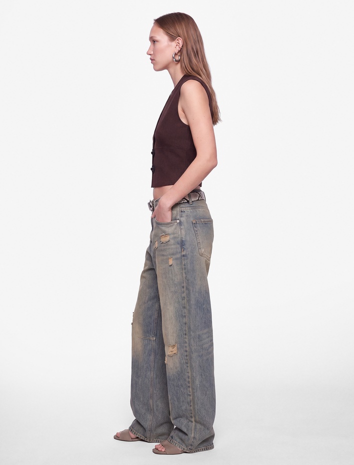  Slim Fit V Yaka Kolsuz Süslü Düğmeli Triko Yelek