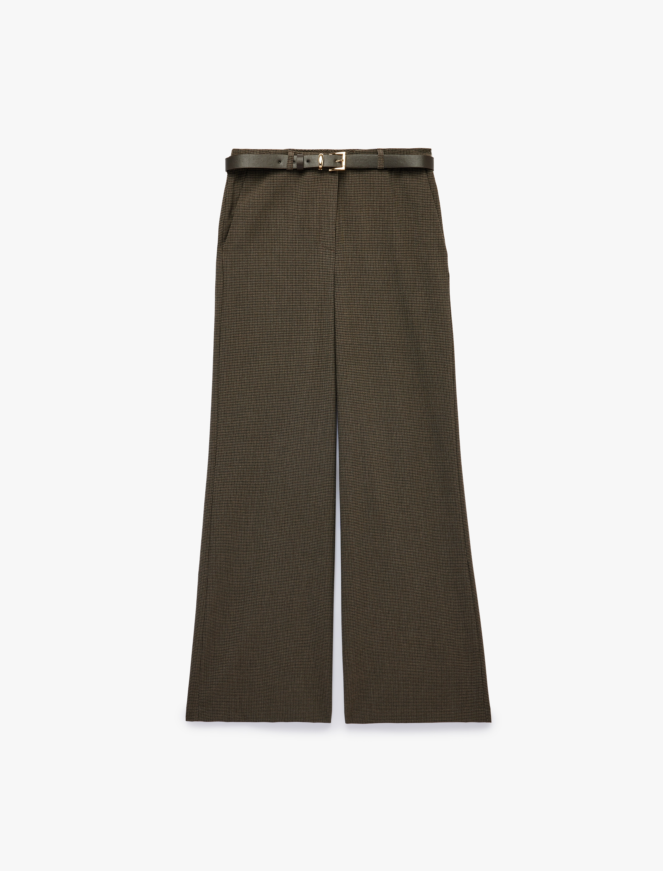   Cepli Straight Kesim Mikro Ekose Desenli Kemerli Pantolon