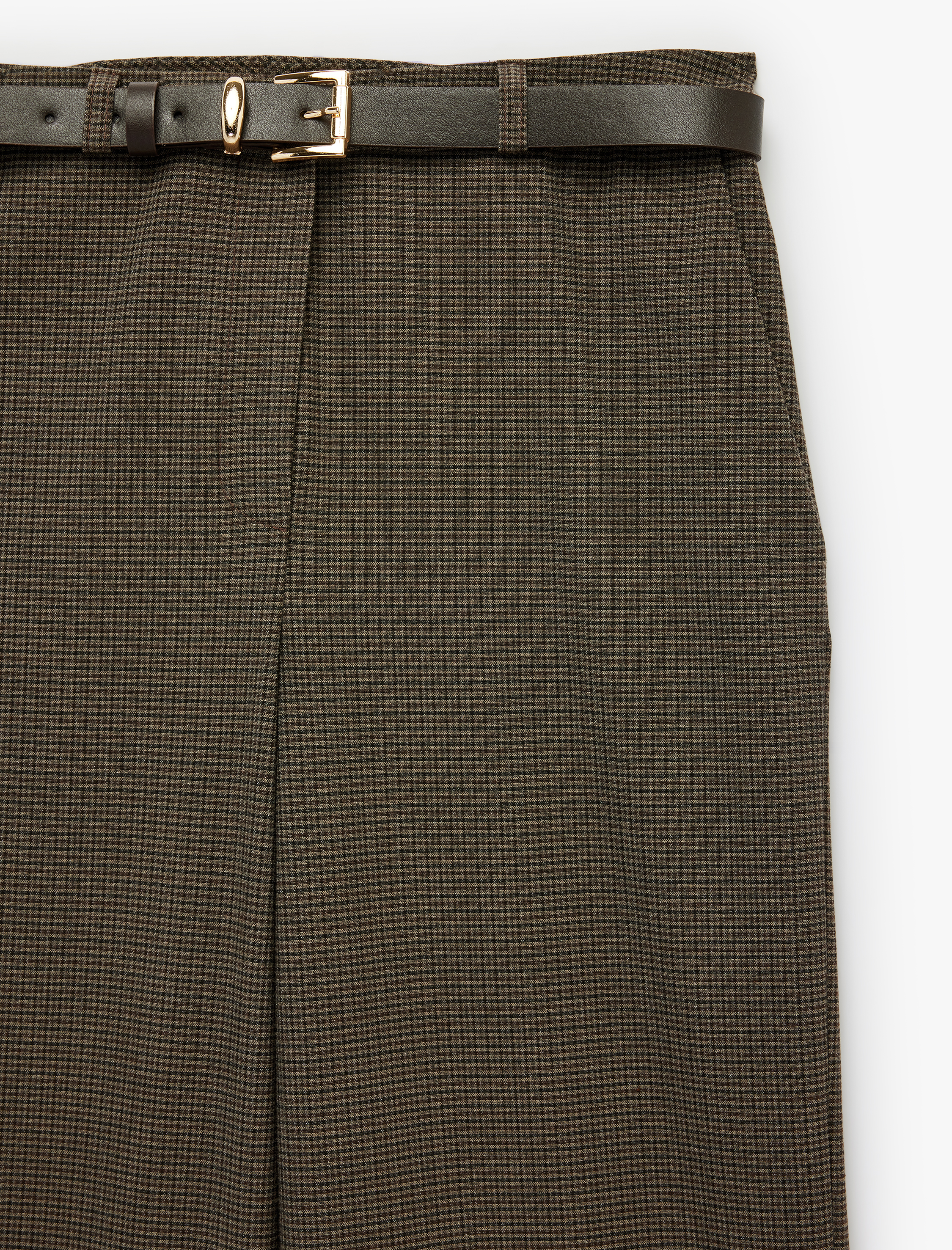   Cepli Straight Kesim Mikro Ekose Desenli Kemerli Pantolon