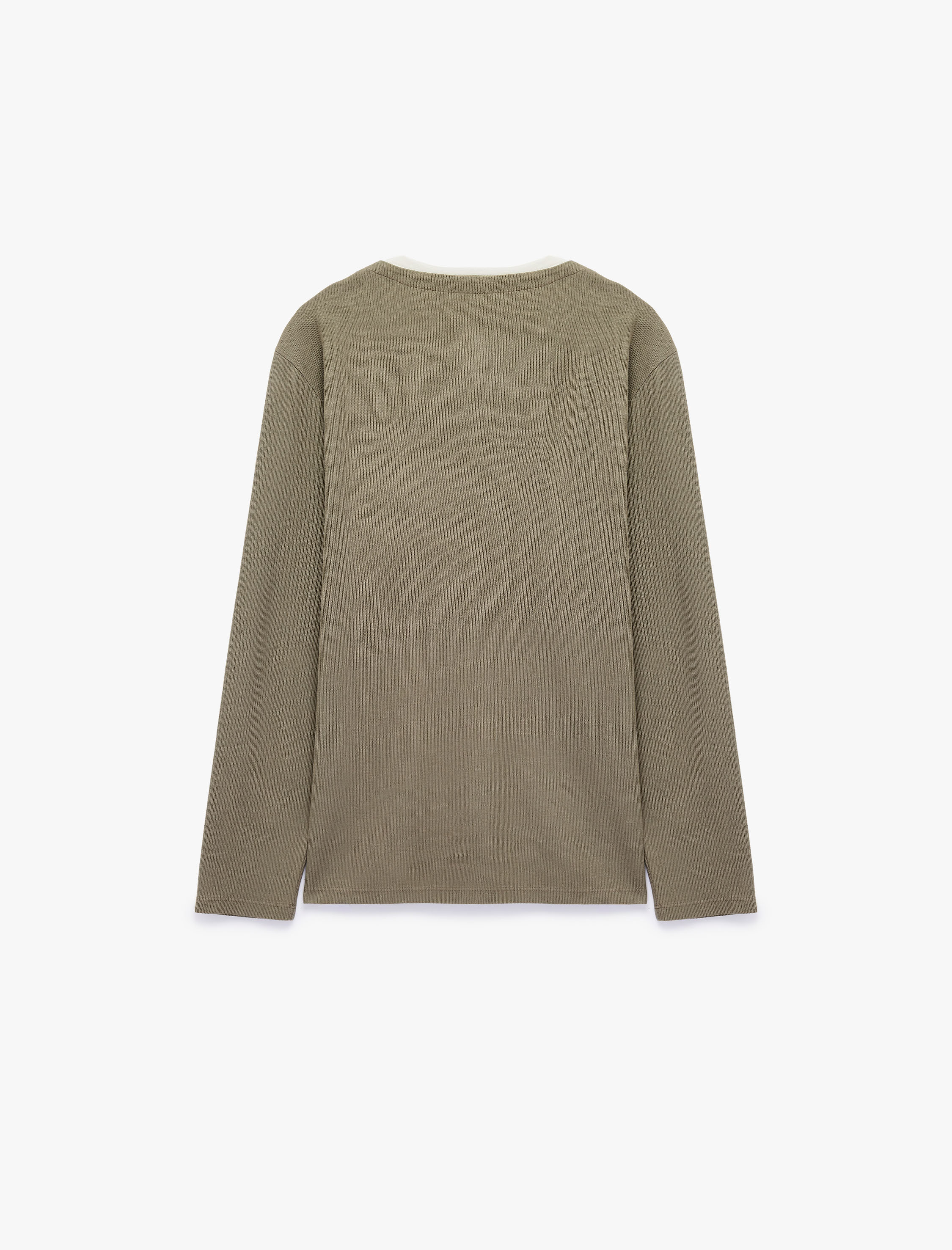   Pamuklu Pike Kumaş Hakim Yaka Uzun Kollu Sweatshirt