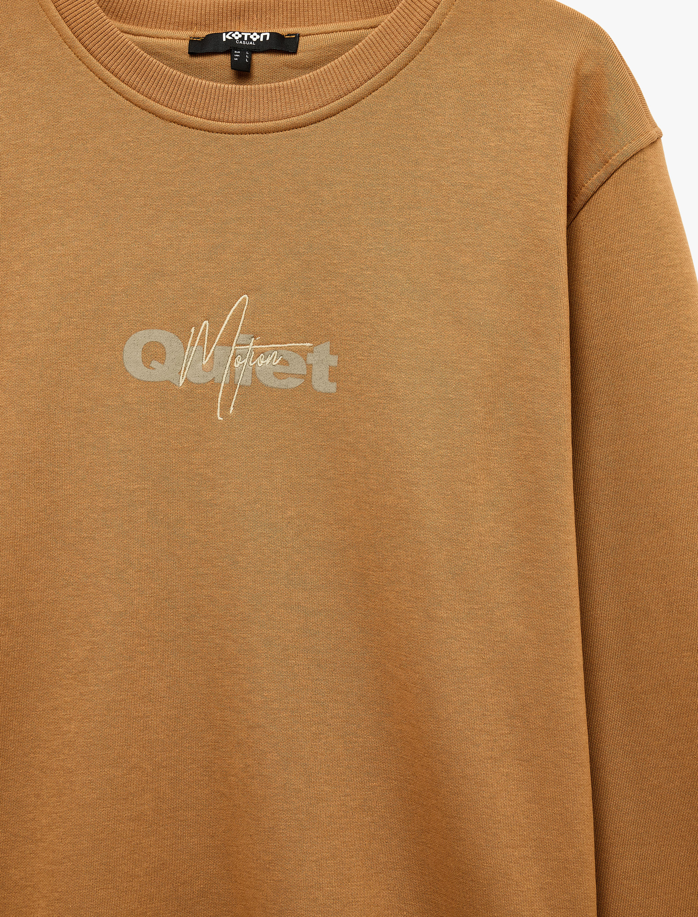   Uzun Kollu Şardonlu Bisiklet Yaka Baskılı Sweatshirt