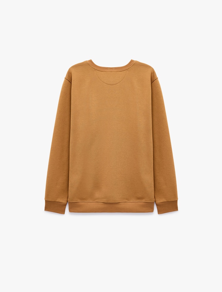  Uzun Kollu Şardonlu Bisiklet Yaka Baskılı Sweatshirt