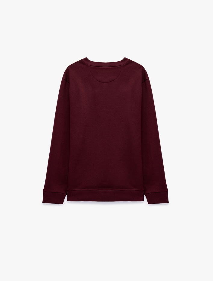  Uzun Kollu Şardonlu Bisiklet Yaka Baskılı Sweatshirt