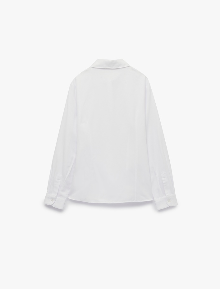  Klasik Yaka Düğmeli Regular Fit Basic Uzun Kollu Poplin Gömlek
