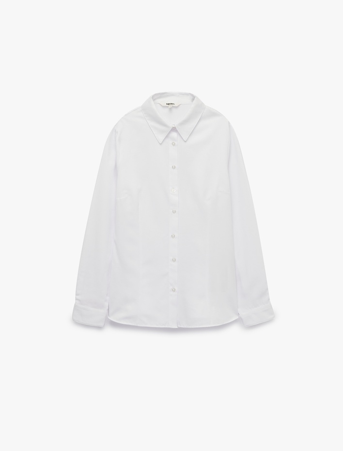  Klasik Yaka Düğmeli Regular Fit Basic Uzun Kollu Poplin Gömlek