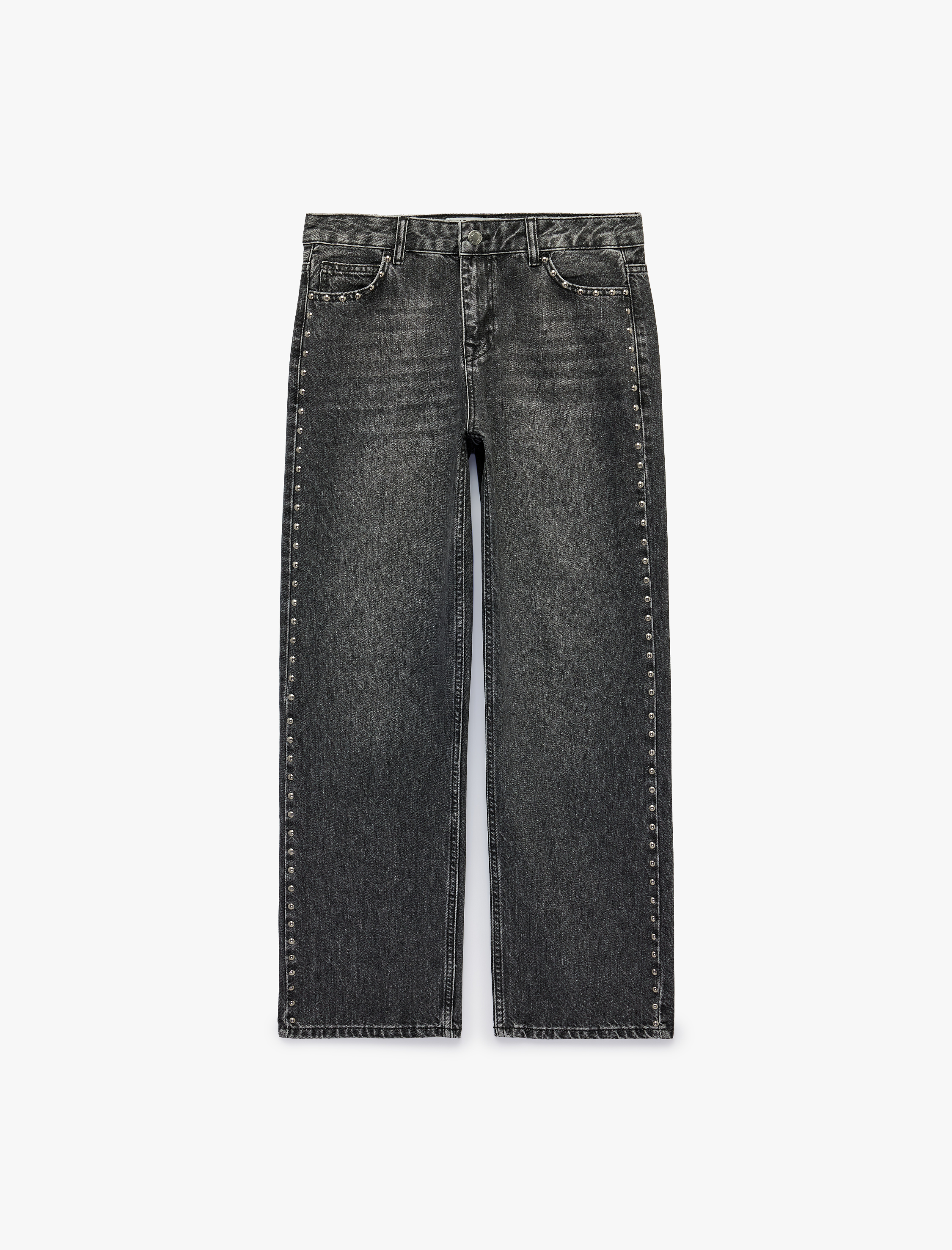   Troklu Normal Bel Pamuklu Düz Kesim Düz Paça Denim Pantolon - Slim Straight Jeans