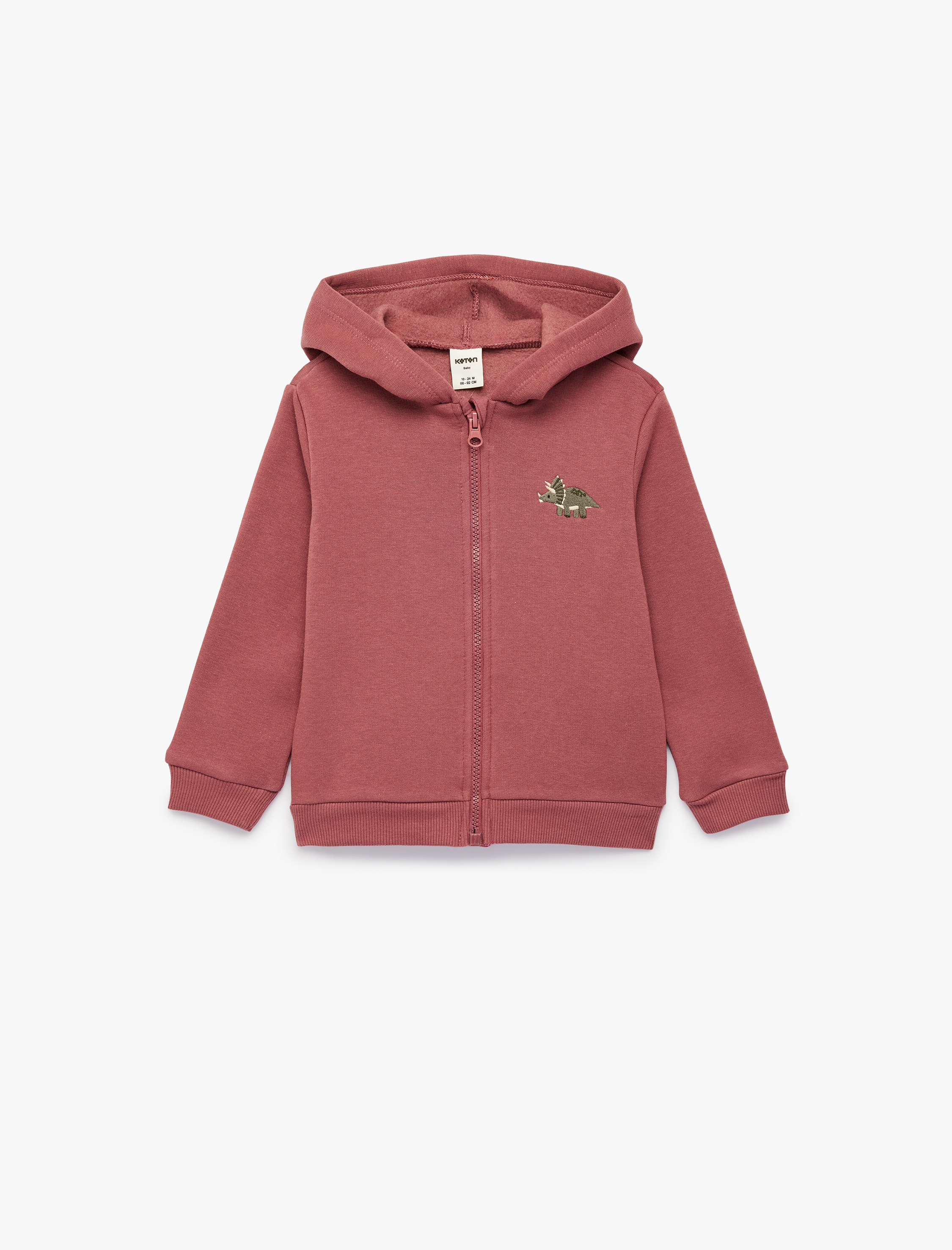  Erkek Bebek Uzun Kollu Baskılı Cepli Şardonlu Fermuarlı Kapşonlu Sweatshirt