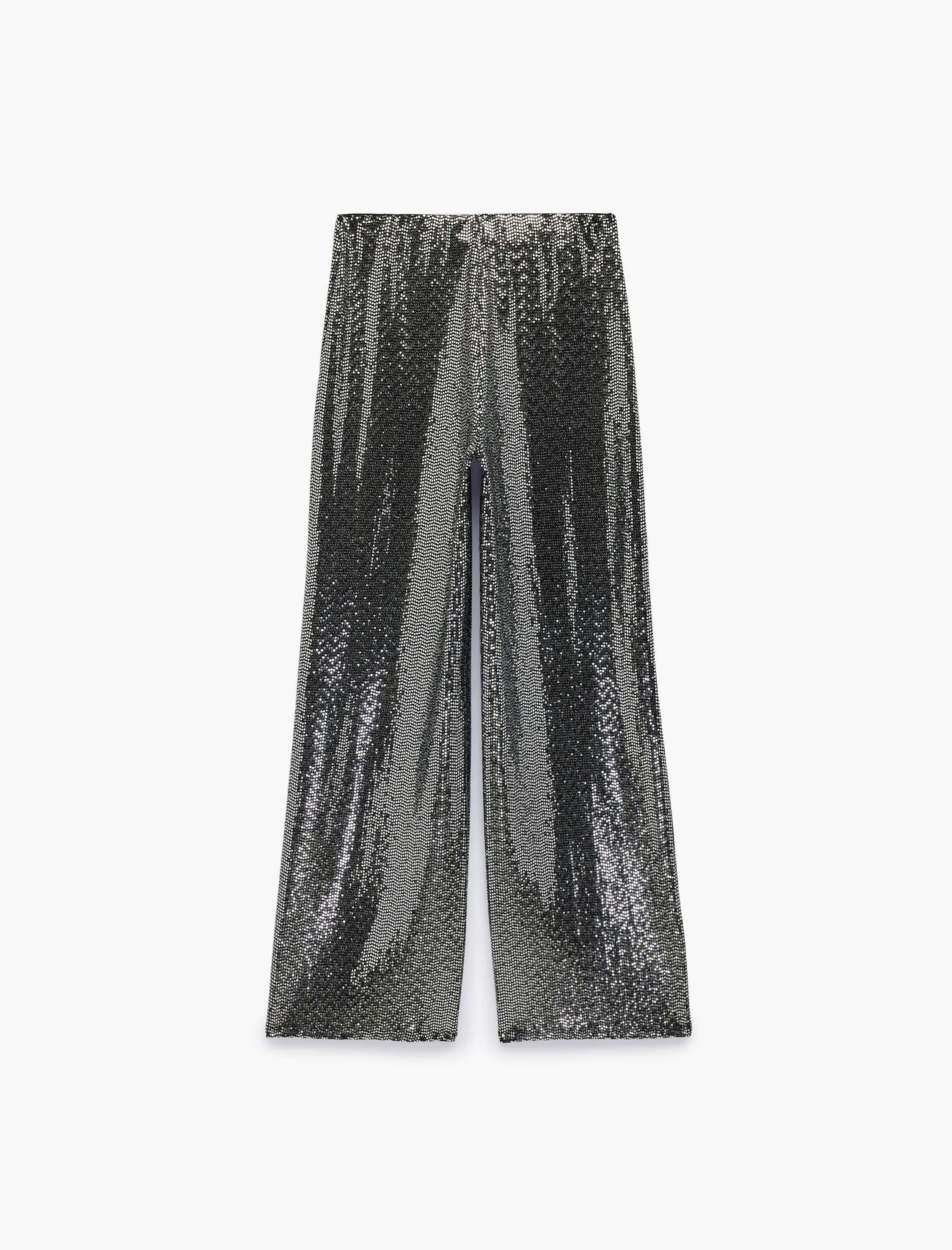   Straight Fit Metalik İplikli Pullu Payetli Pantolon