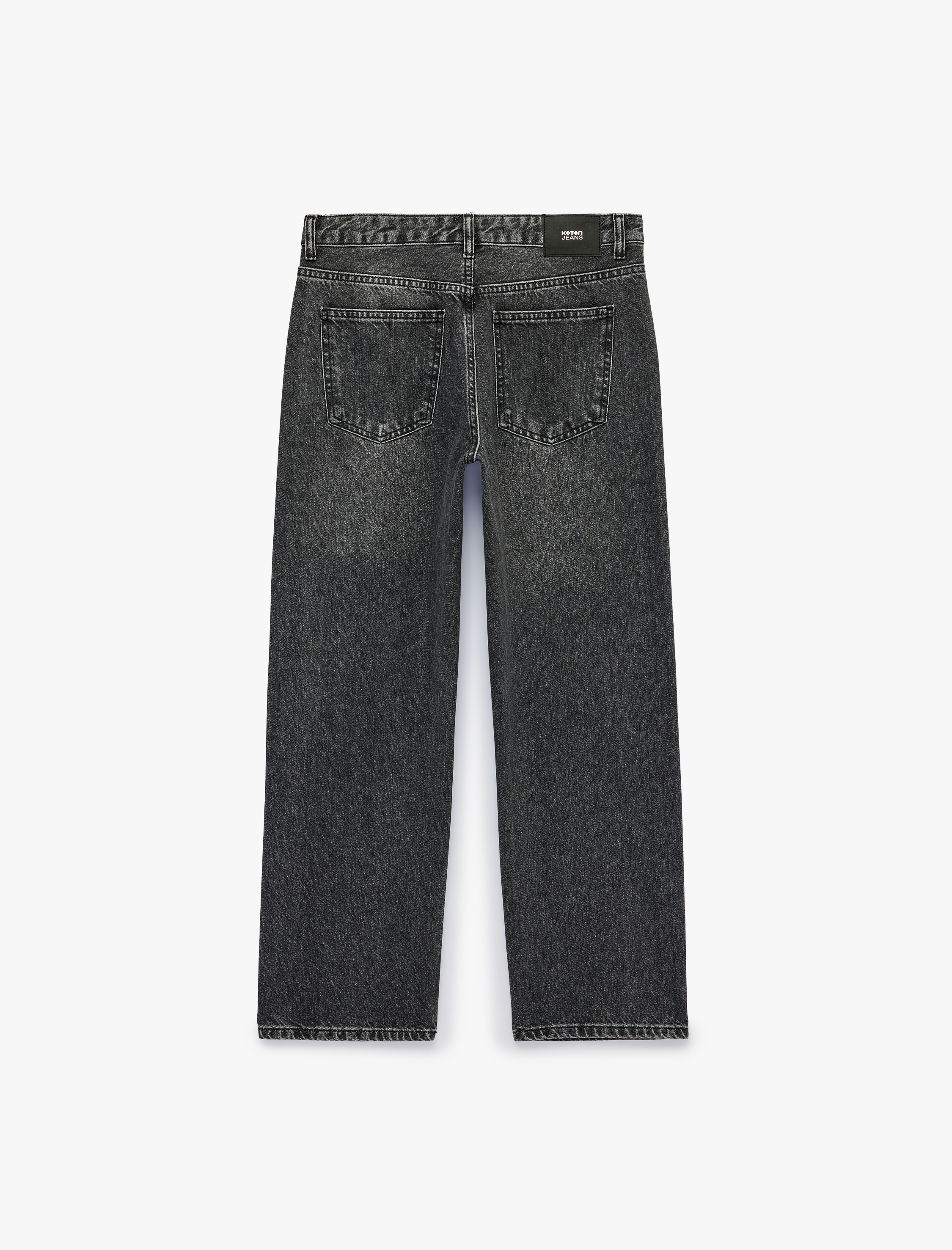   Troklu Normal Bel Pamuklu Düz Kesim Düz Paça Denim Pantolon - Slim Straight Jeans