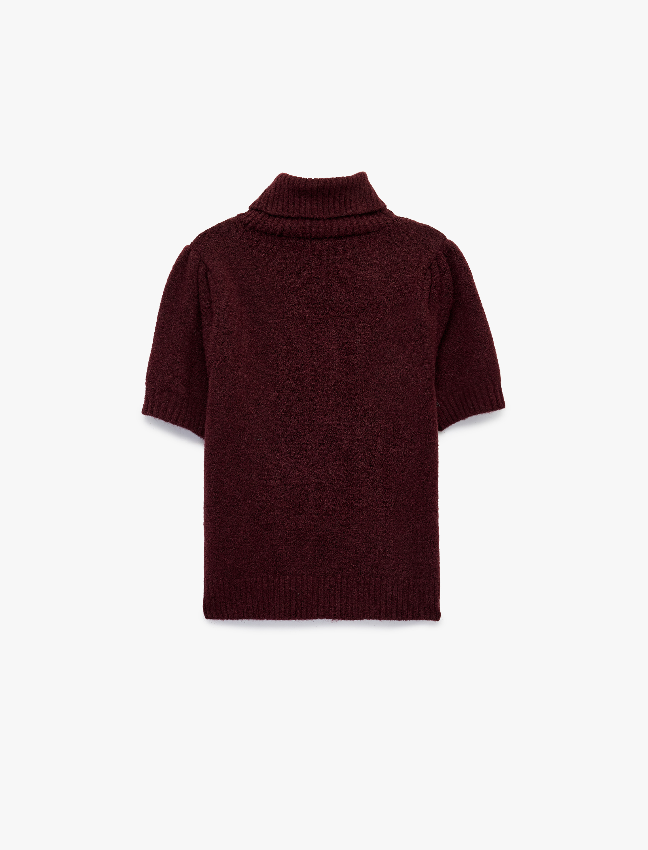  Boxy Fit Dik Yaka Kısa Kollu Peluş Kazak