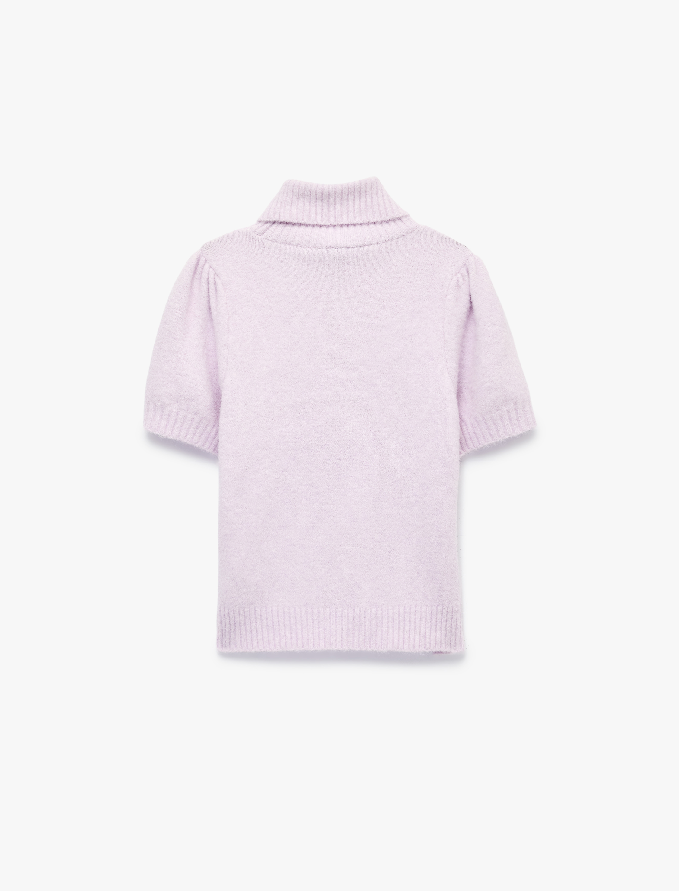   Boxy Fit Dik Yaka Kısa Kollu Peluş Kazak