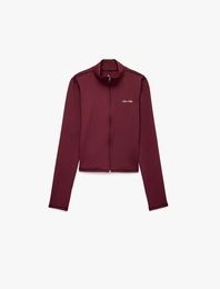 Slim Fit Baskılı Fermuarlı Dik Yaka Uzun Kollu Spor Sweatshirt
