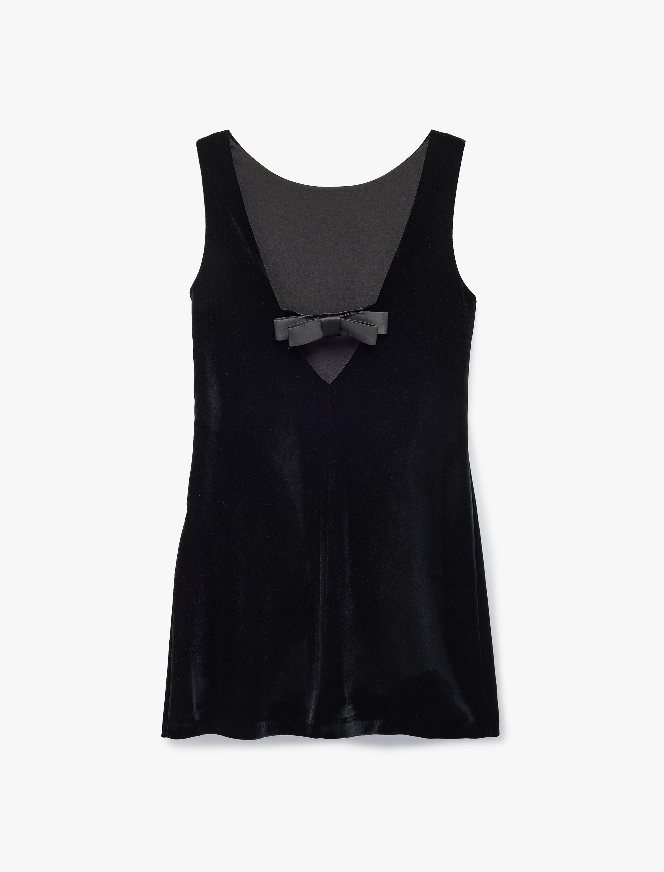   Slim Fit Fiyonklu Bisiklet Yaka Kolsuz Kadife Mini Elbise