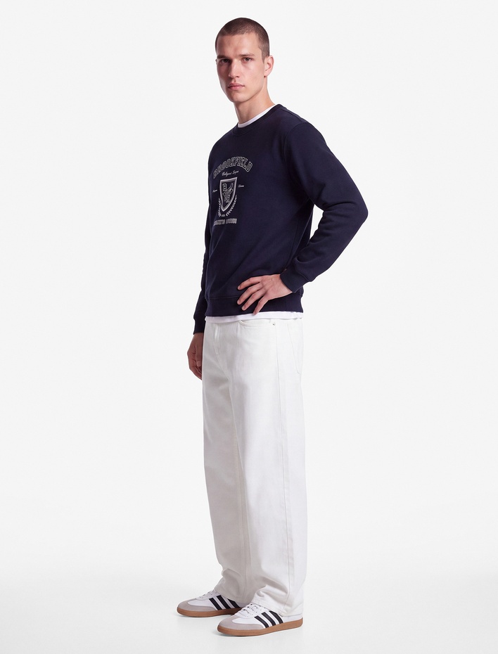  Uzun Kollu Baskılı Üç İplik Şardonlu Bisiklet Yaka Baskılı Sweatshirt